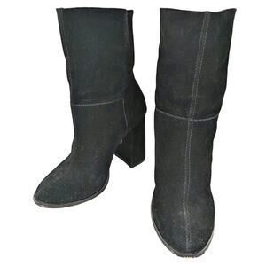 CHINESE LAUNDRY! BLACK SUPER SOFT SUEDE LEATHER CHUNKY HEEL ANKLE BOOTS! SZ 5M